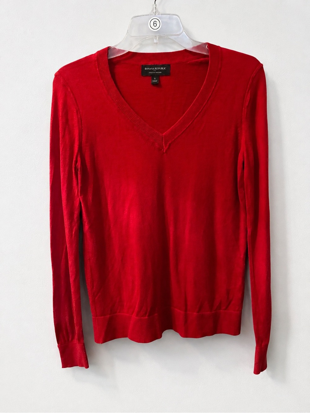 Banana Republic Forever Sweater Women’s Small Red V-Neck Long Sleeve